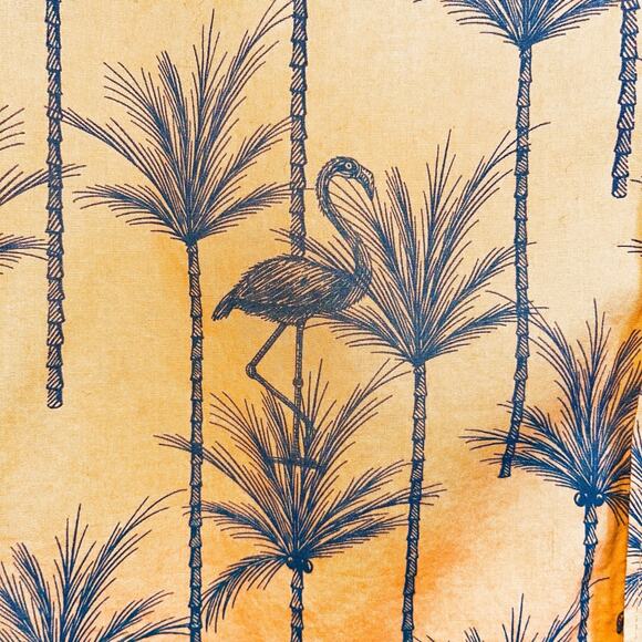 Hurley Mens Palms Flamingos Button Front Shirt - Orange Blue, Size XXL - Picture 5 of 9